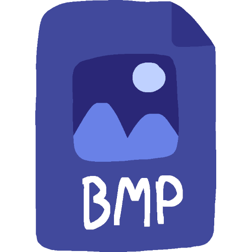 blue file with a stylized generic image on it and the label 'BMP'